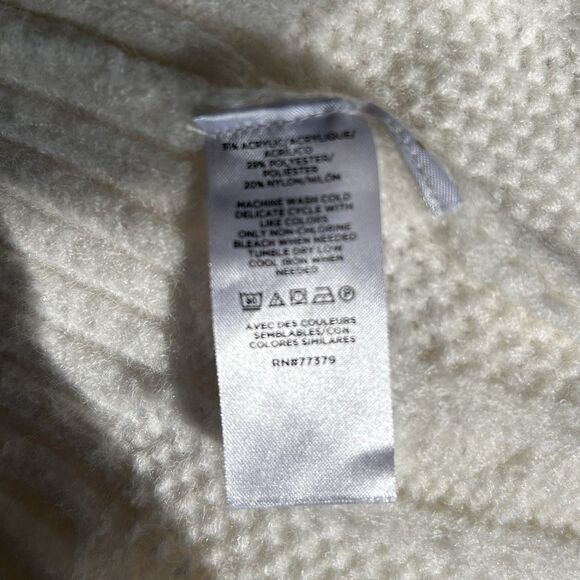 Ann Taylor Cardigan Women S Ivory Tortoise Button Cable Knit Stretch Warm Cozy - Picture 4 of 13